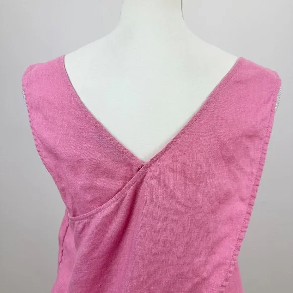 SOLD* Madewell Irene 100% Linen Cross Back Sleeveless Crop Top Pink - Picture 6 of 9